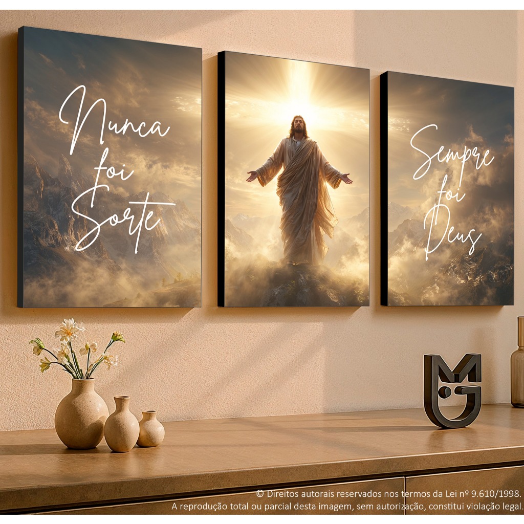 Quadro Decorativo Grande Sala Quarto Jesus Nunca Foi Sorte Sempre Foi Deus Decoração Quarto Parede