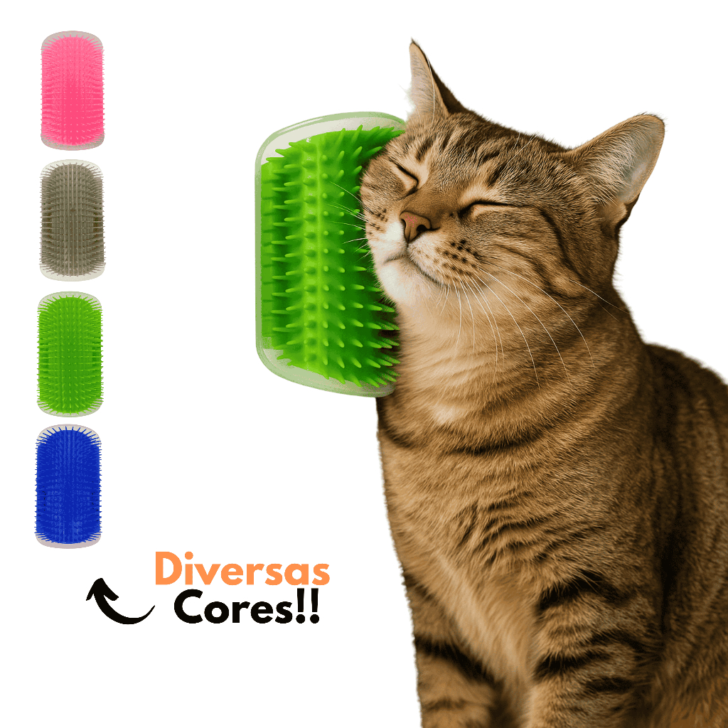 Escova Tira Pêlos Coçador Com Catnip Erva Para Gato Pet Parede Gato Massagem Brinquedo