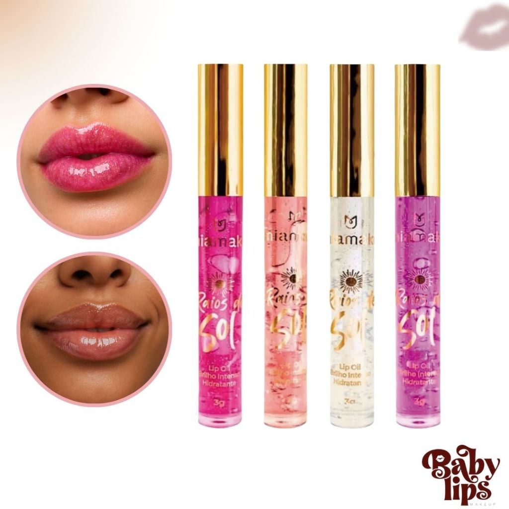 4 Kit Coleção Lip Oil Raios De Sol Mia Make Sol