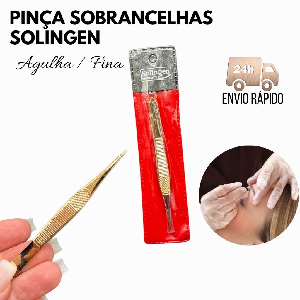 Pinça Agulha Fina Solingen Design de Sobrancelhas Pinca Aço Inox Depilar Sobrancelha em Oferta na Shopee