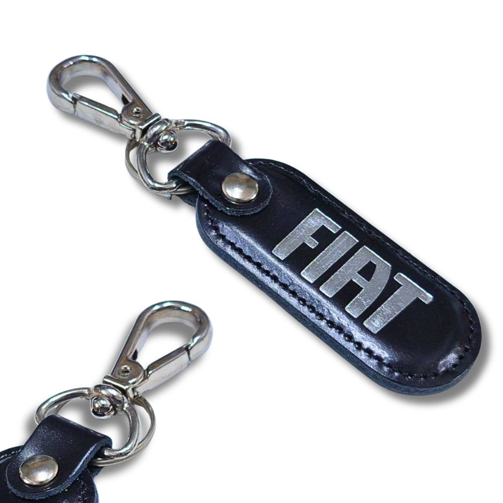 Chaveiro Fiat Couro Preto Carro Mosquetão Automotivo Tuning Universal