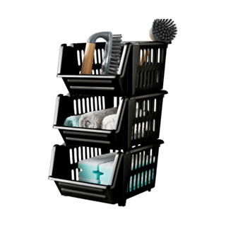 10 Cesto Caixa Bin Empilhavel Preto Expositor Organizador Estoque Loja Plastico Preto 13x25cm em Oferta na Shopee