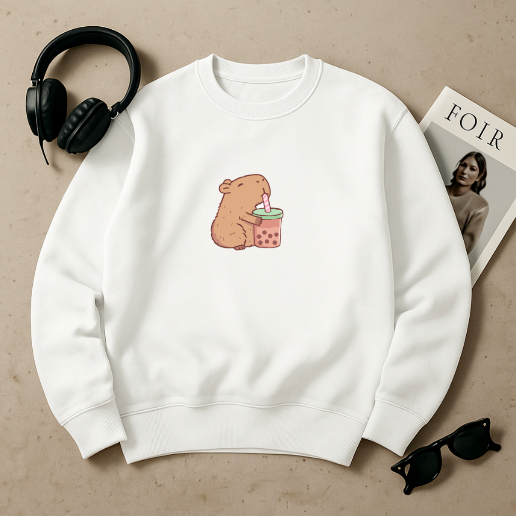 Moletom Feminino Estampa Capivara Sem Capuz Suéter Peluciado Envio Imediato Diferenciais Deste Produto - Modelo unissex