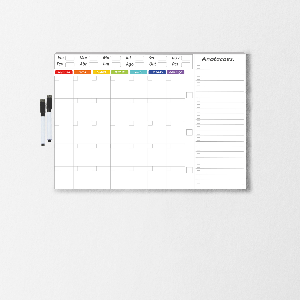 Imã Planner Lousa de Geladeira Magnética ESPECIAL - Planner Planejamento Semanal e Mensal 20x30cm e 30x40cm - 2 canetas em Oferta na Shopee