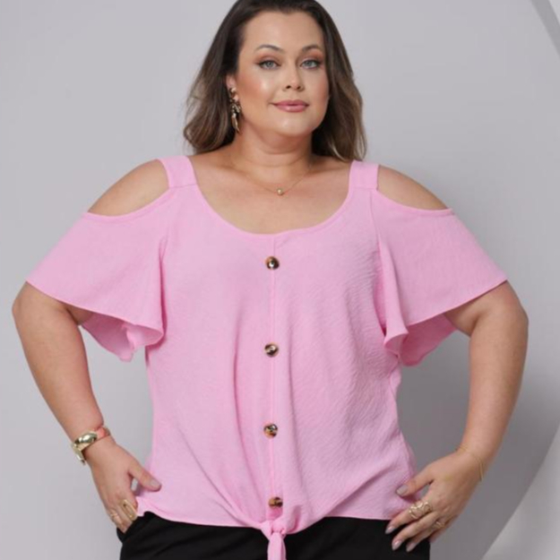 Blusa Feminina PLUS SIZE do Tamanho G1 ao G3 em Tecido Duna | Blusa Ciganinha com Amarração | Camisa Plus Size Feminina