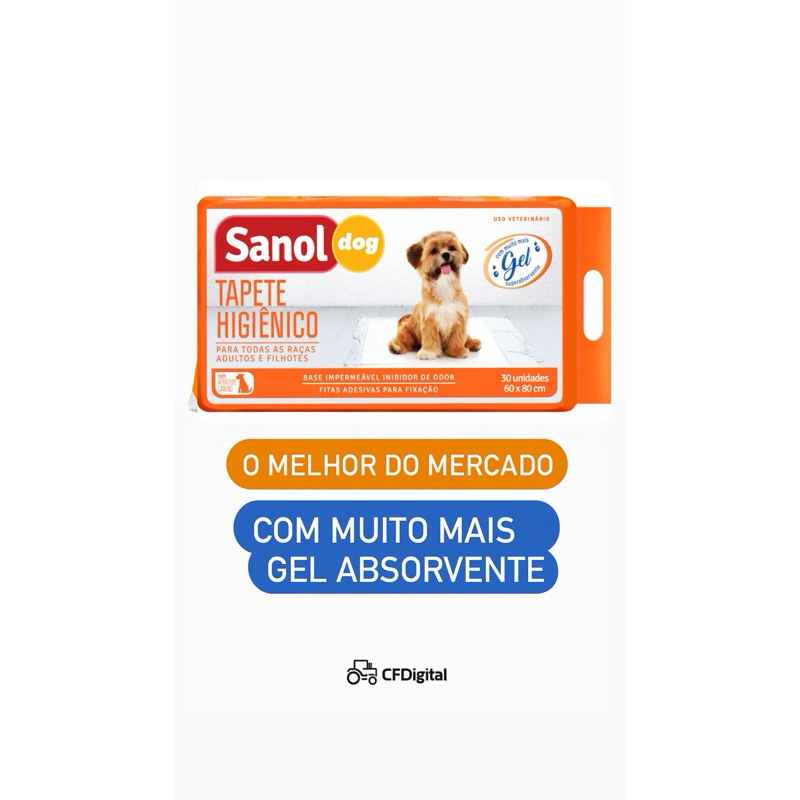 Tapete Higiênico Sanol Dog para Cães 30 Unidades 60x80cm