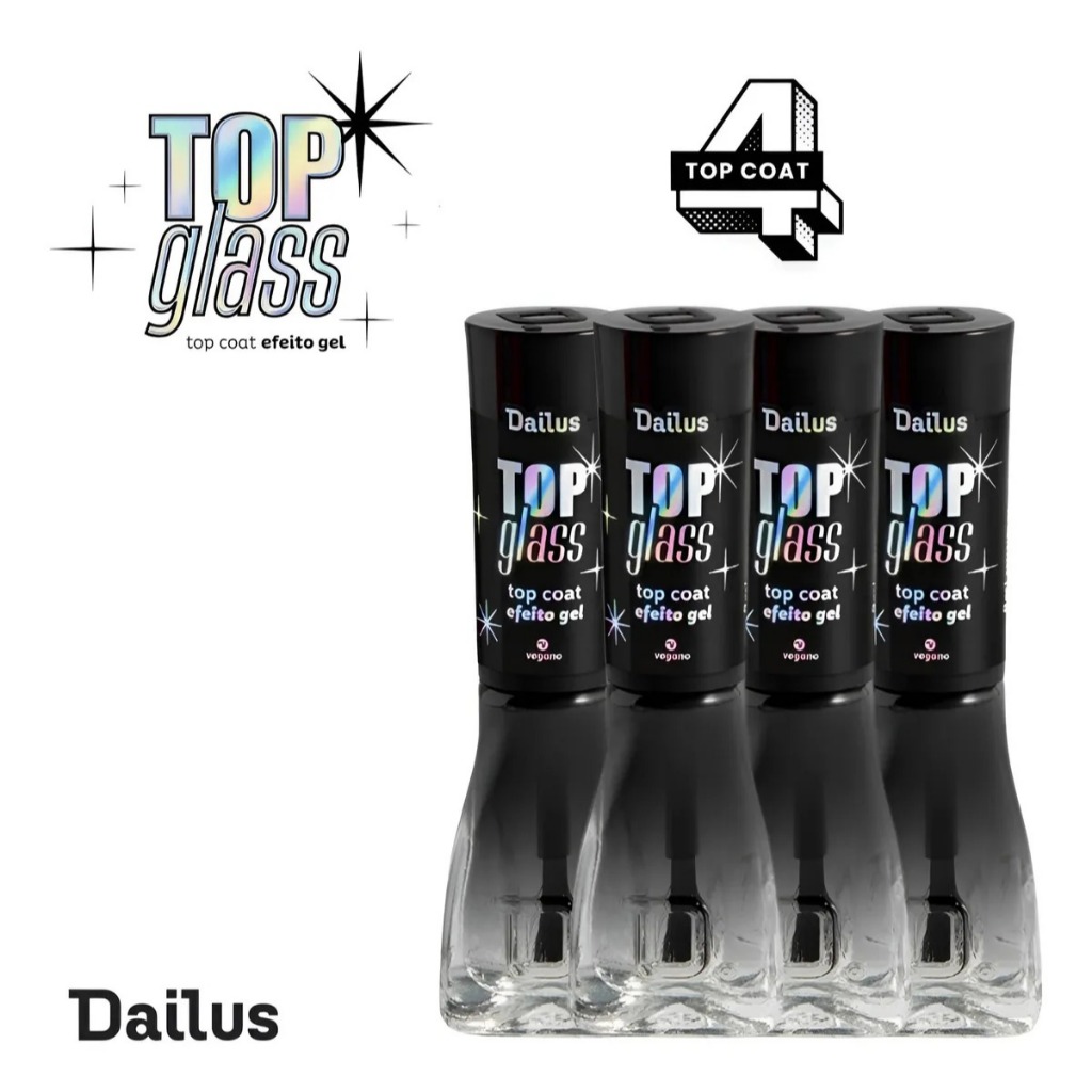 Dailus Kit 4 Top Glass - Esmalte Top Coat Efeito Gel 8ml