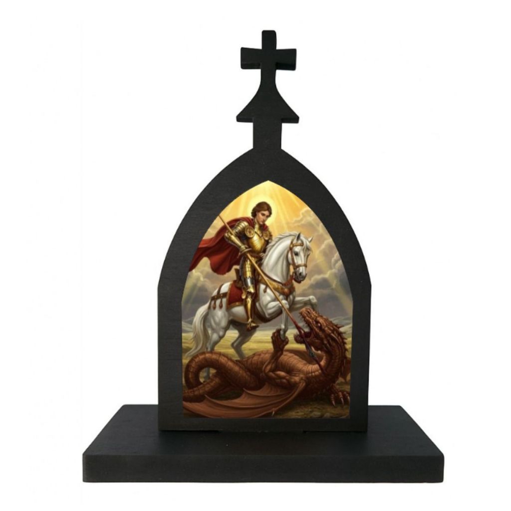 Kit 30 Lembrancinha São Jorge Santinho Impressão UV Colorida MDF Fé Igreja Católica Corinthians