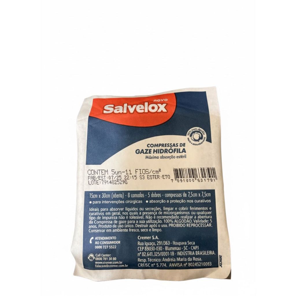 Compressa de Gaze Estéril Salvelox 5 Unidades 11 Fios em Oferta na Shopee