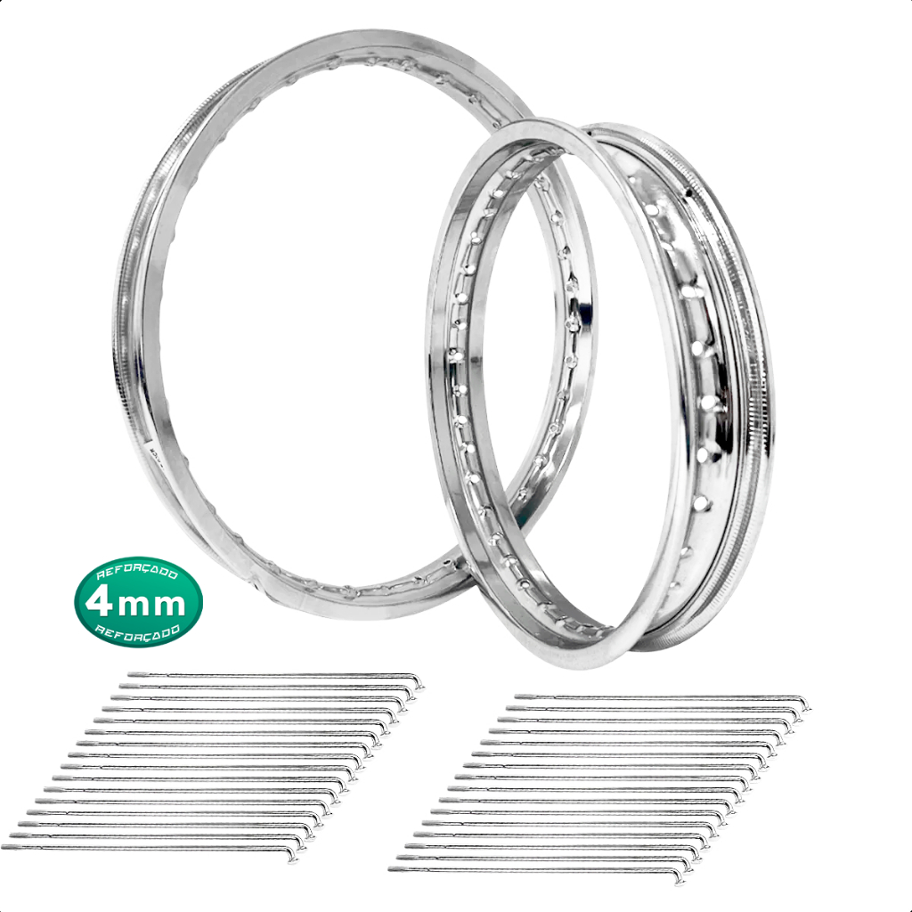 Par De Aros Traseiro E Dianteiro + Par Raios Biz 100 Biz 110 Biz 125 Medidas Originais em Oferta na Shopee