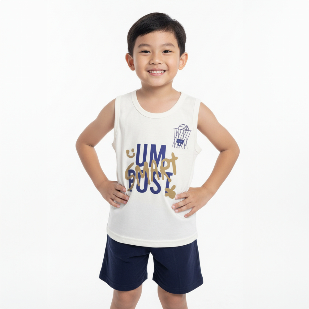 Conjunto Infantil Masculino Regata + Shorts Algodão Leve Confortável e Estampado