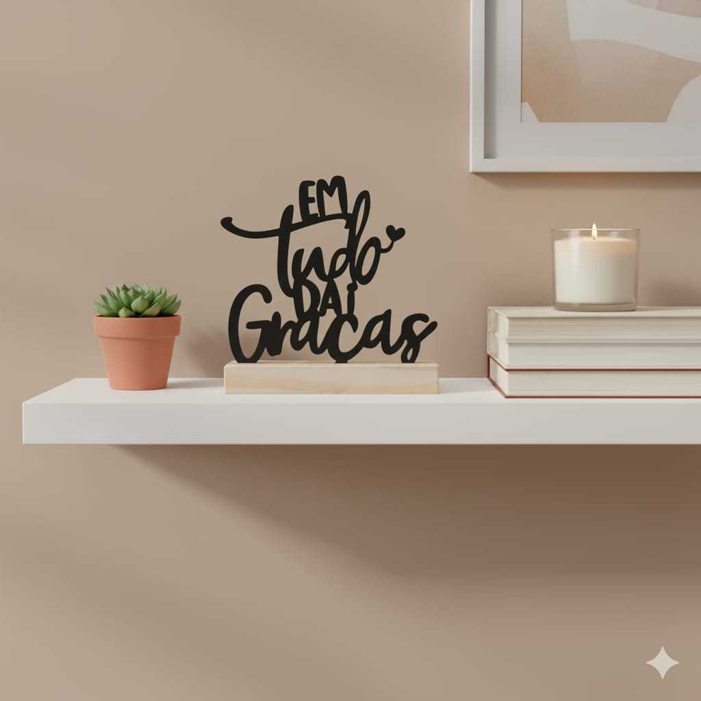 Enfeite de mesa Em tudo Dai Graças em Madeira Igreja, Lar e Eventos Religiosos em Oferta na Shopee