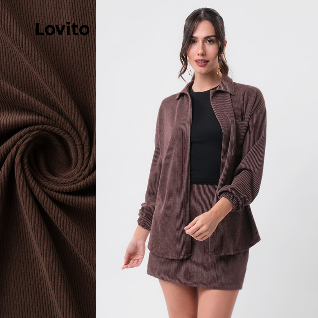 Lovito Conjunto de Saia Liso Elegante Feminino LB436BRL465 em Oferta na Shopee