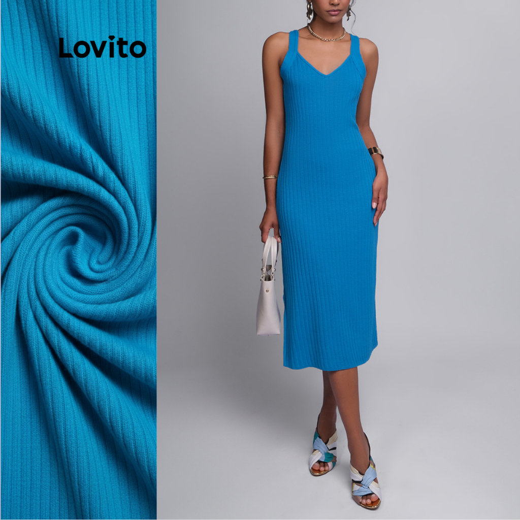 Lovito Vestido Midi Tricot Feminino LB942BRL972 em Oferta na Shopee