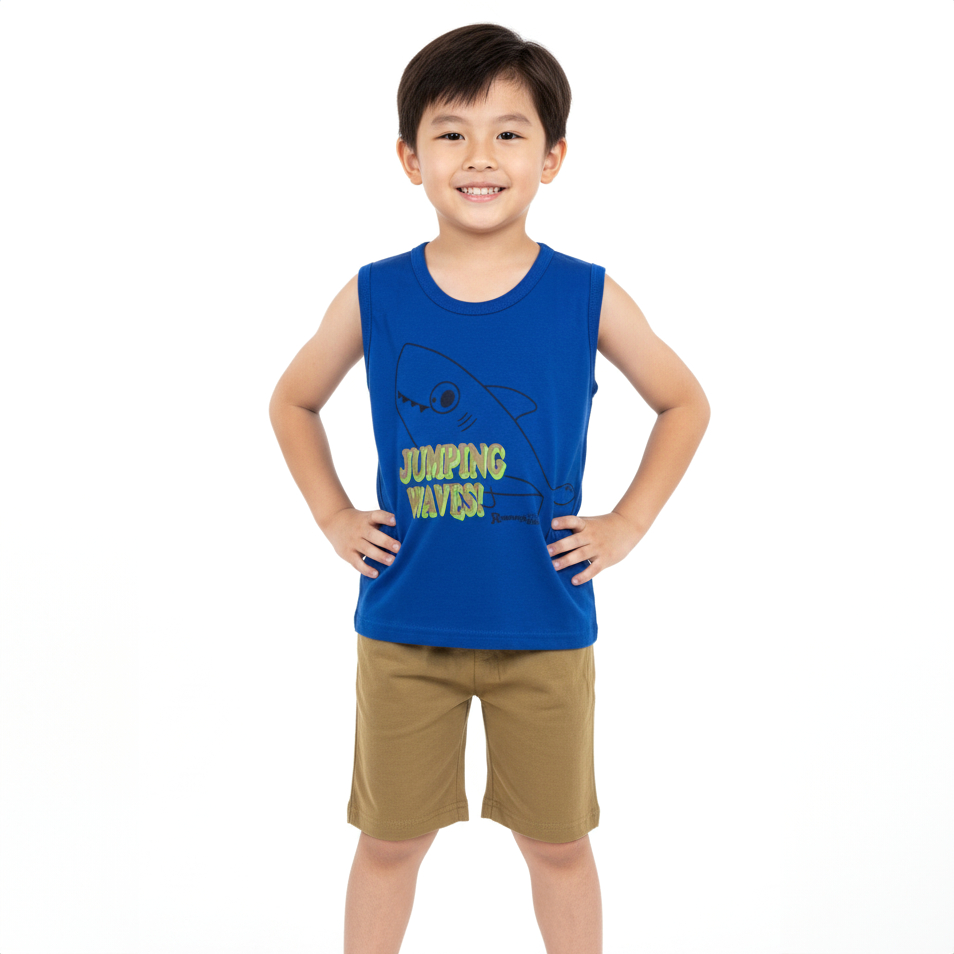 Conjunto Infantil Masculino Regata + Shorts Fresquinho Confortável e Estiloso