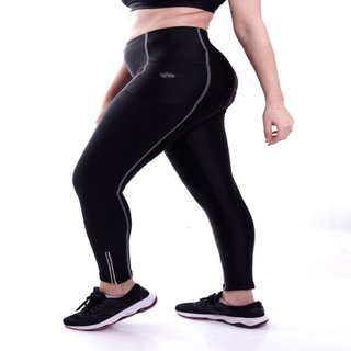 Calça Ciclismo Feminina Refletivo C/ Forro Espuma Bolso Zíper Bike Uv