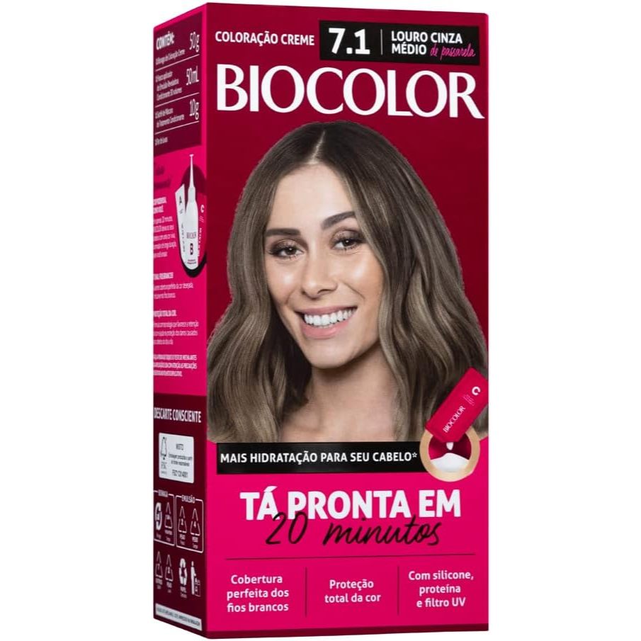 Tinta De Cabelo Biocolor Louro Cinza Medio 7.1 Mini em Oferta na Shopee