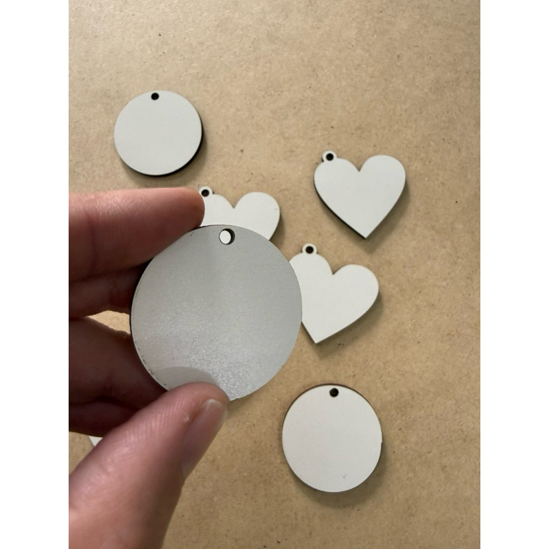 Chaveiro em MDF Círculo ou Coração 4cm – Base para Personalização (Sem Argola)