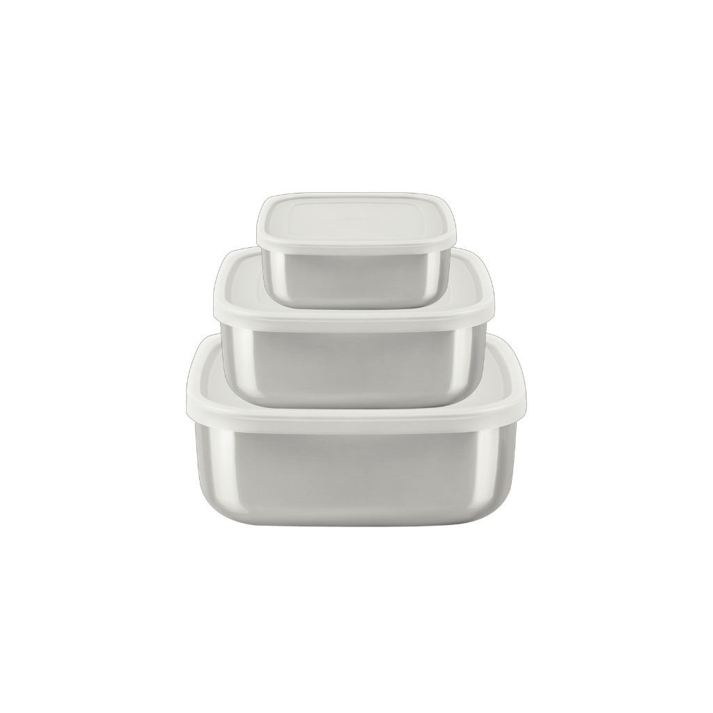 Jogo de Potes Tramontina Freezinox Quadrados em Aço Inox com Tampa Plástica 3 Peças 64220800 em Oferta na Shopee