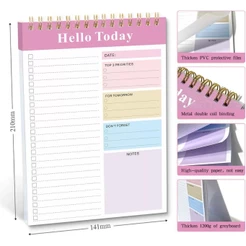 Caderno Planner Espiral B5, 50 Folhas - Capa PP - Bloco de Notas Colorido para Planner Diário
