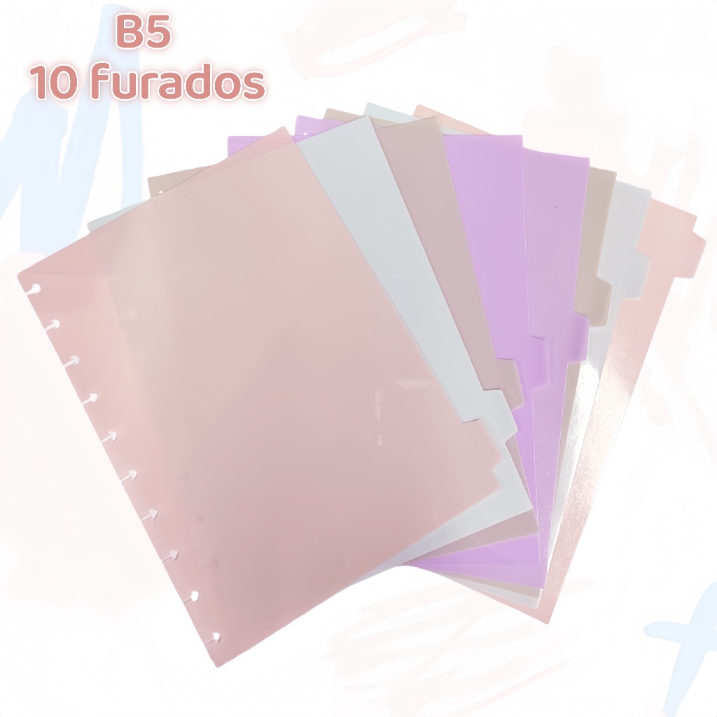 Kit 8 Peças Divisórias Coloridas Para Caderno Inteligente-Compatível com B5 10 furados em Oferta na Shopee