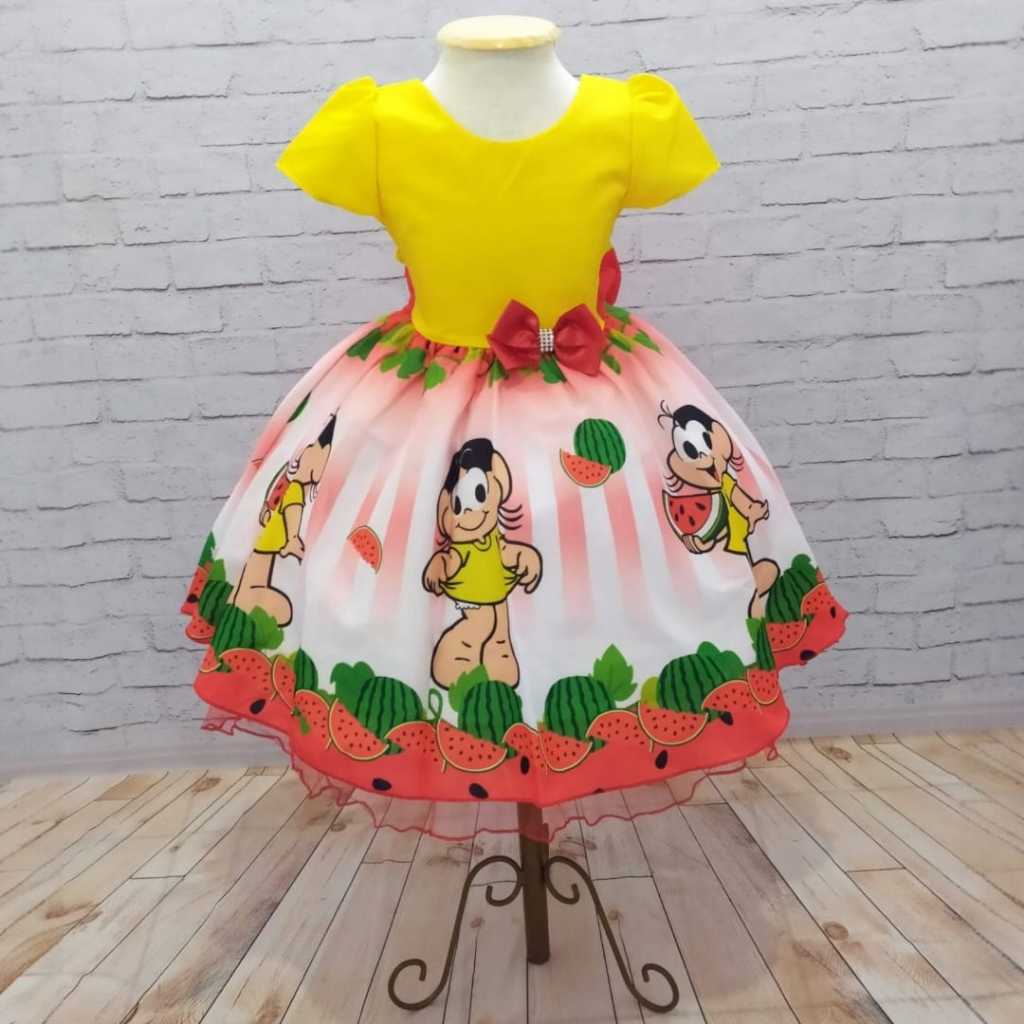 Vestido Infantil Magali Luxo Tematico Aniversario Festa Promoção