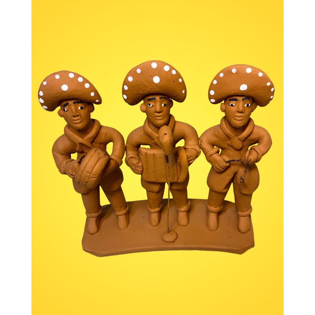 Escultura Barro Natural | TRIO TOCADORES | Artesanato Pinte você mesmo | Terra do Mestre Vitalino