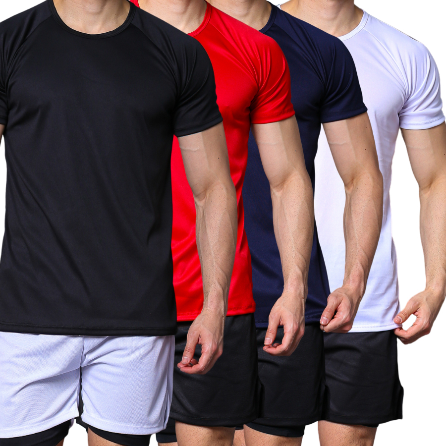 Kit 4 Camisetas Dry Fit Masculina - Casual Treino Academia Esportes Corrida Exercicios