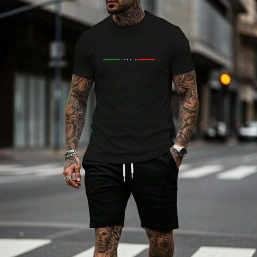 CONJUNTO MASCULINO CAMISETA E BERMUDA ESTILOSO VARIAS CORES P AO GG CONFORTAVEL LEVE MODA VERÃO CB003