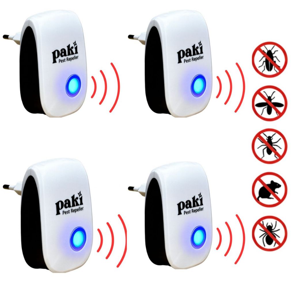 Kit 4 Repelente Ultrassônico Tomada Paki Pet Friendly Bivolt Espanta Mosquitos Baratas Sem Cheiro