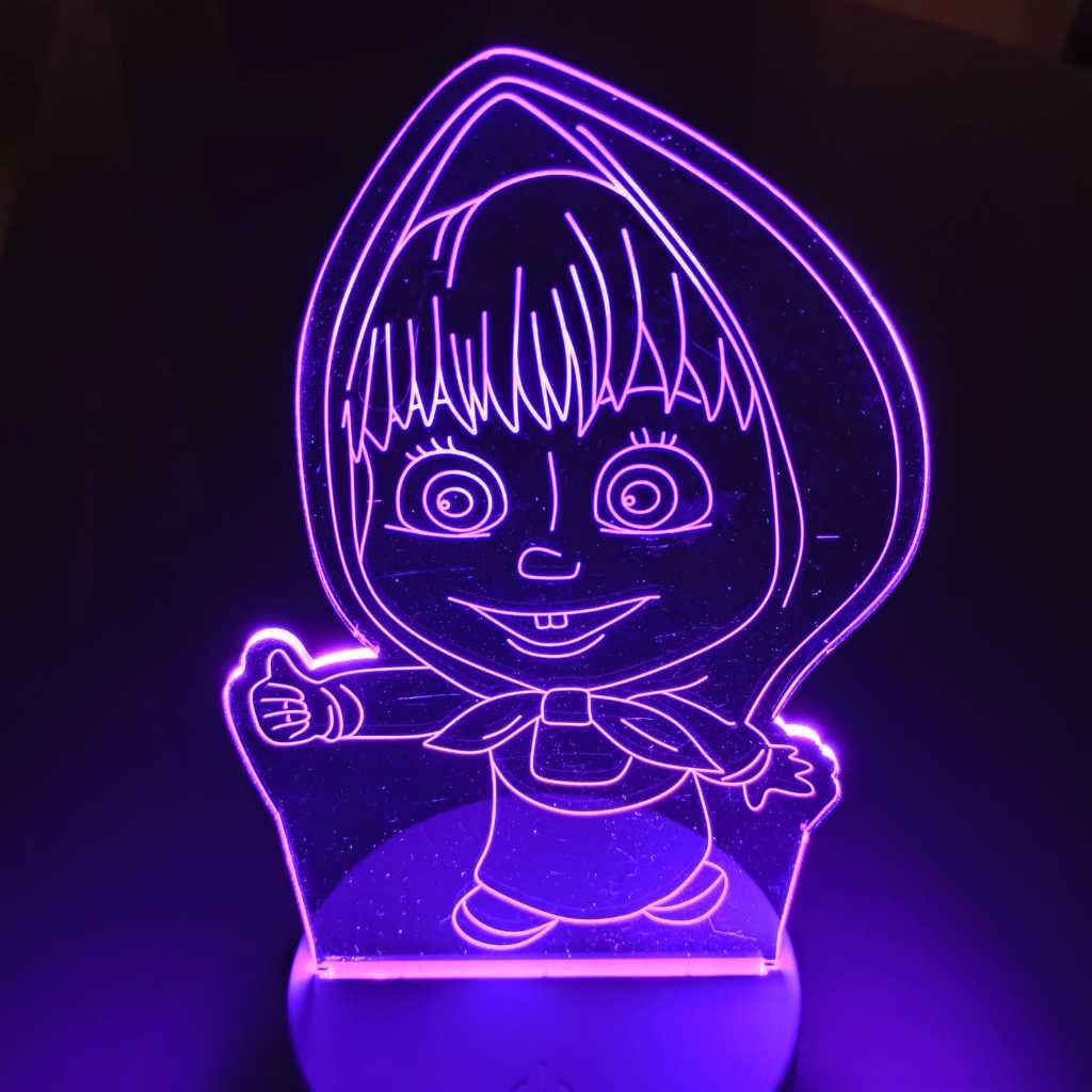 Abajur Luminária Masha Marsha Led 3D de Mesa ac0116 Presente Luz Noturna  Decoração desenho da e o Urso quarto menina