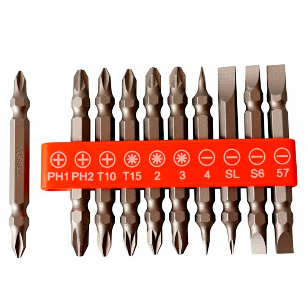 Bits 10 Peças Ponteiras Philips E Fenda 65mm De Aço Cromo Vanádio Para Parafusadeira