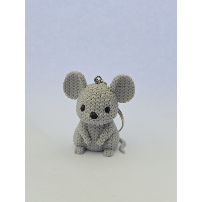 Chaveiro Ratinho Cinza Fofo 3D - Para Mochila & Estojo - Volta às Aulas