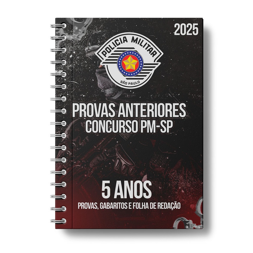 Imagem Apostila Coletânea de Concurso Provas Policia militar SP - 5 anos de provas anteriores 2025 PM Impressa e encadernada