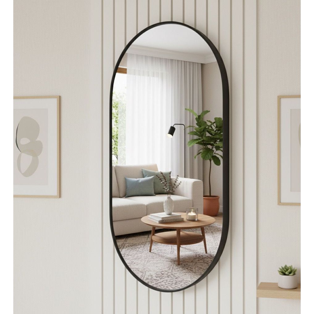 Espelho Oval Decorativo 40x50cm e 80x50cm Moldura em Couro Design Sofisticado em Oferta na Shopee