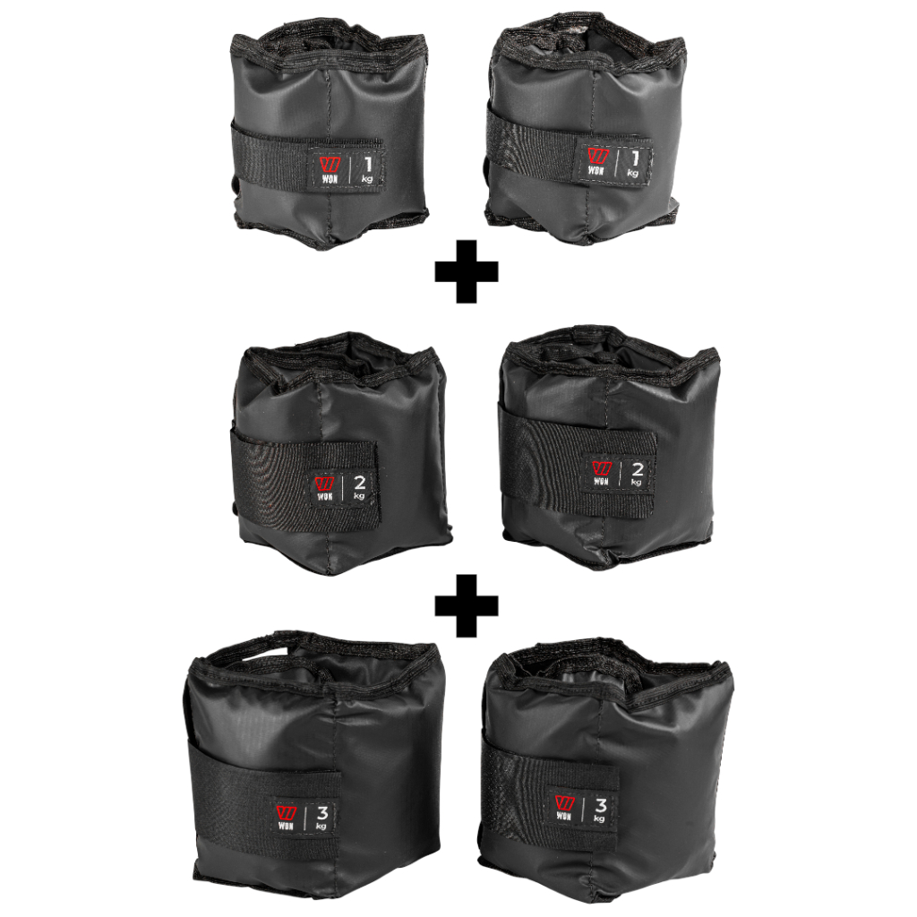 Kit Par Caneleiras Peso 1kg + 2kg + 3kg Tornozeleira de Peso Treino em Casa Funcional Academia