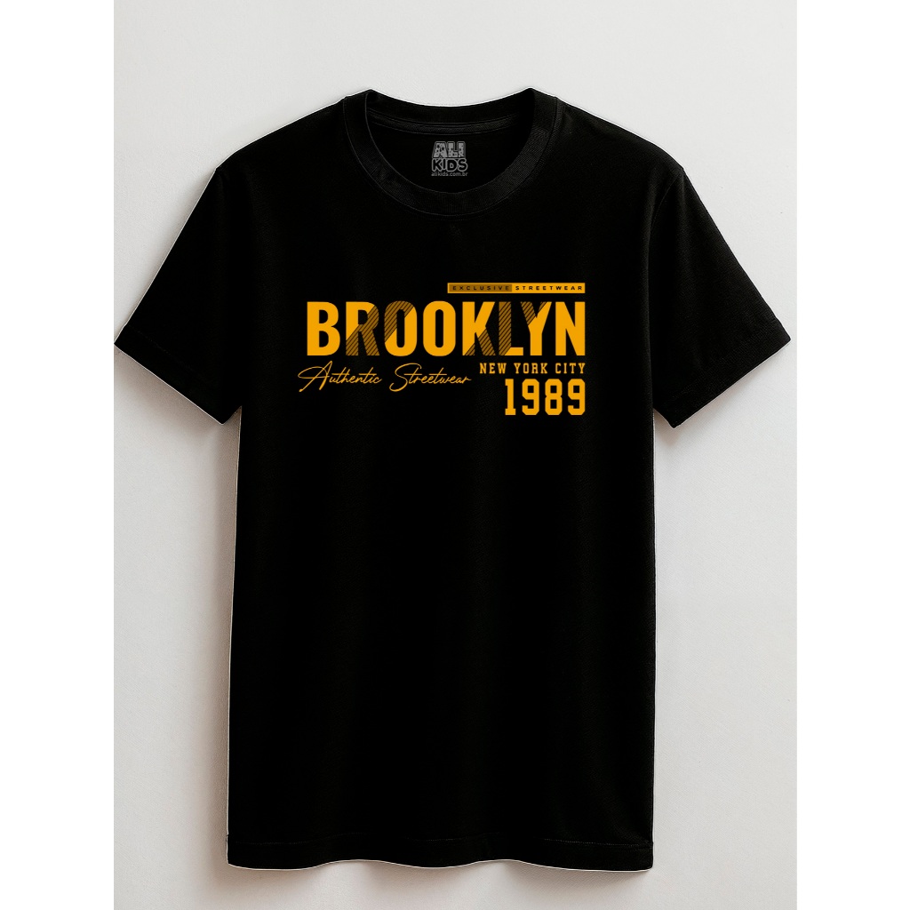 Camiseta 100% Algodão Urban Juvenil e Infantil 2 ao 16 anos Brooklyn Dourado