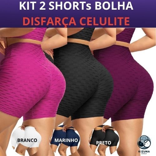 Kit Short Feminino Bolha Suplex DISFARÇA CELULITE de Academia Treino Corrida Tecido Flocada ZERO TRANSPARENCIA em Oferta na Shopee
