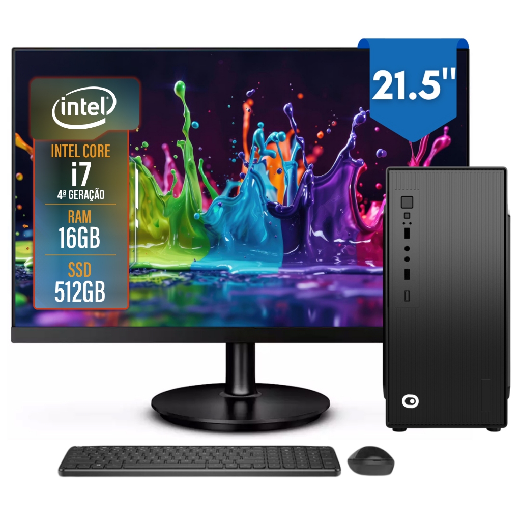 Computador Completo 2Eletro Top Intel Core i7, 16GB RAM, 512GB, Bivolt, 21.5" Full HD - CD2E-0126TO