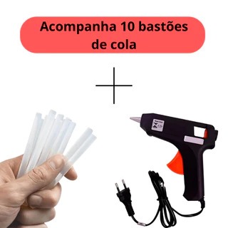 Pistola De Cola Quente Bivolt  + 10, 20 ou 30 Bastões De Cola  (110v e 220v) Profissional AC280 em Oferta na Shopee