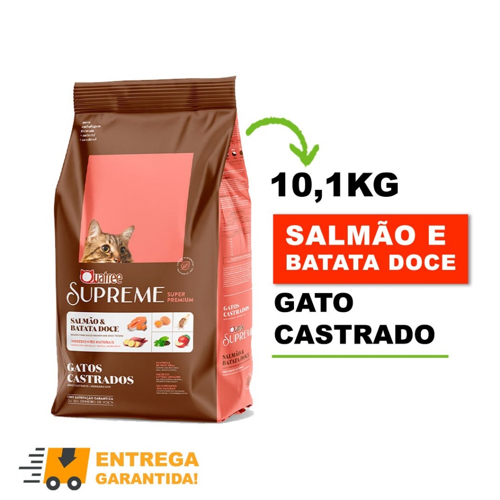 Ração Quatree Supreme Gatos Castrados Salmão e Batata Doce 10,1 kg-Envio Imediato em Oferta na Shopee