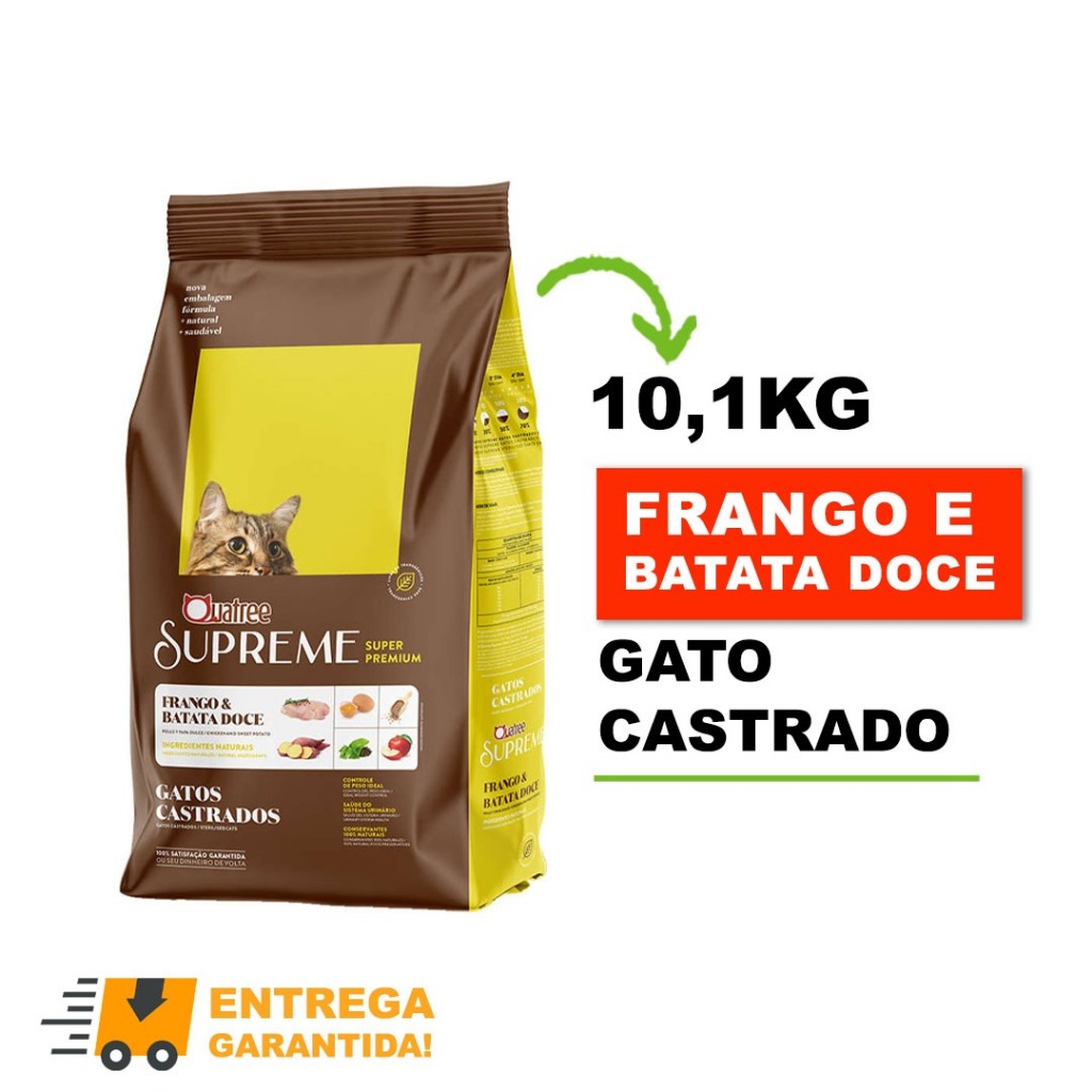 Ração Quatree Supreme Gatos Castrados 10.1kg Frango-Envio Rápido em Oferta na Shopee