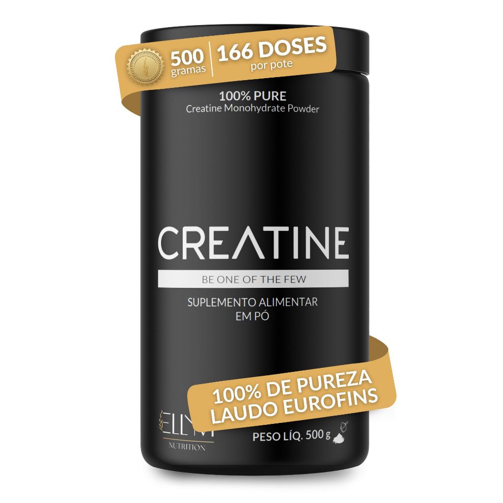 Creatina Monohidratada 500g Pura Ellym Nutrition Suplemento Alimentar para Treino Desempenho