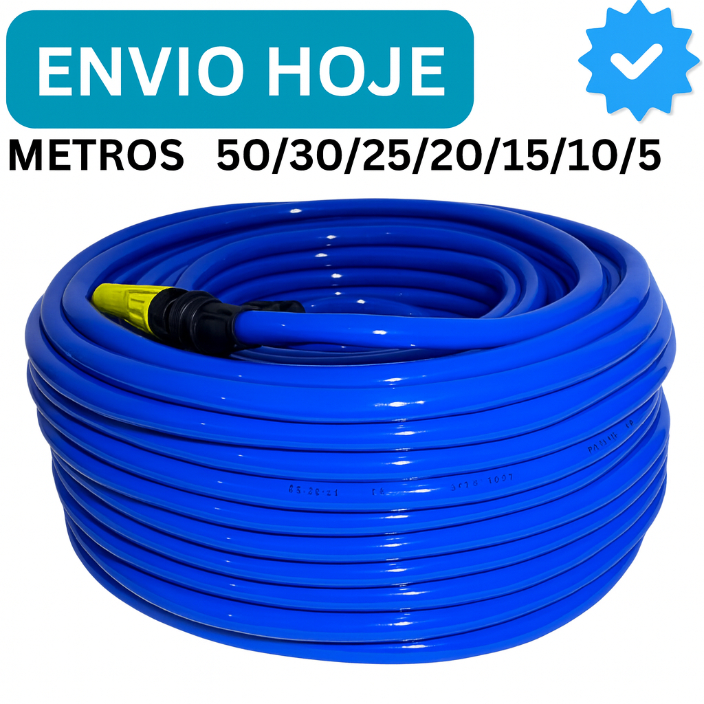 Mangueira de Jardim 50 Metros Reforçada Lisa Flexivel Mangueiras Para Quintal Borracha Azul