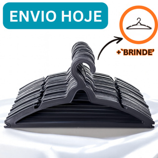 Cabide Adulto Preto Kit Cabides Reforçados Organizar Roupas em Oferta na Shopee