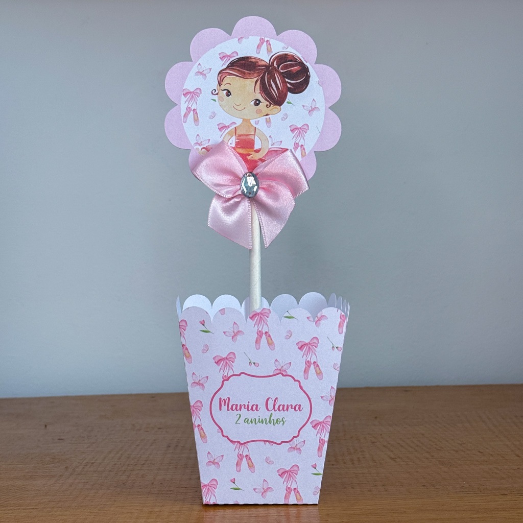 Kit de Centro de mesa BAILARINA | Arranjo Enfeite Cachepot | Lembrancinha | Festa | Personalizado PEGUE EMONTE