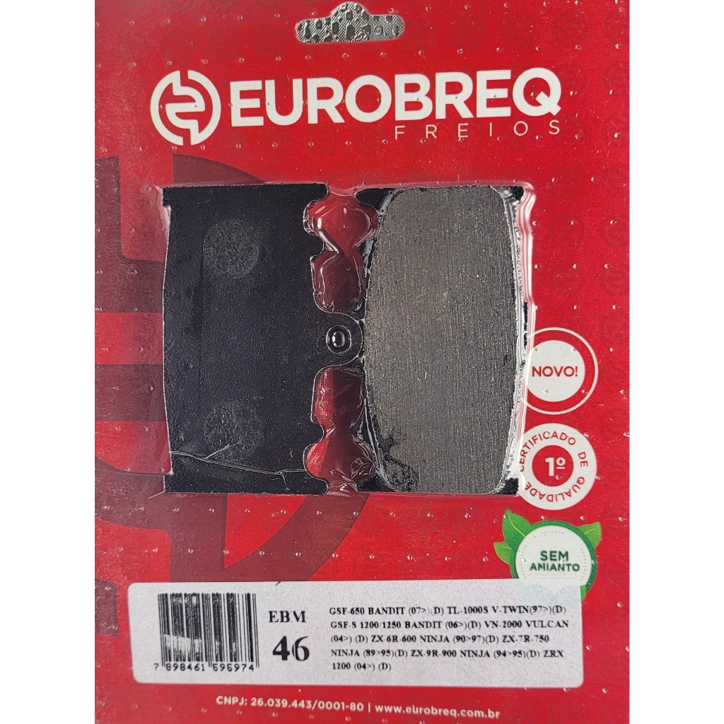 Pastilha de Freio Dianteira Eurobreq EBM-46 – GSF 650 Bandit / TL 1000 S V Twin / GSF 1200 1250 Bandit / VN 200