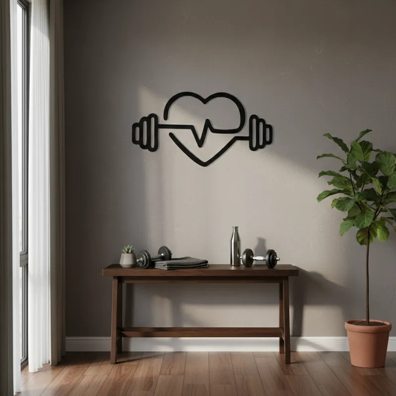 Quadro decorativo aplique de parede academia coração batimentos em mdf 3mm c/ dupla face
