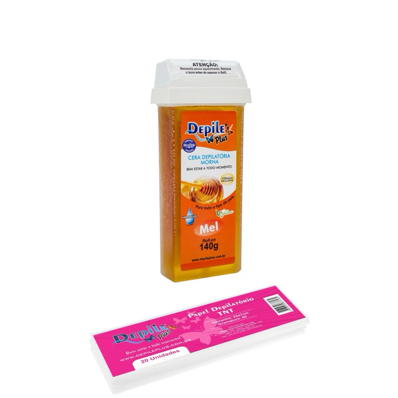 Kit 1 Roll-on Hidrossolúveis + Papel Depilatório TNT 20 unidades para Depilação Depile Plus em Oferta na Shopee