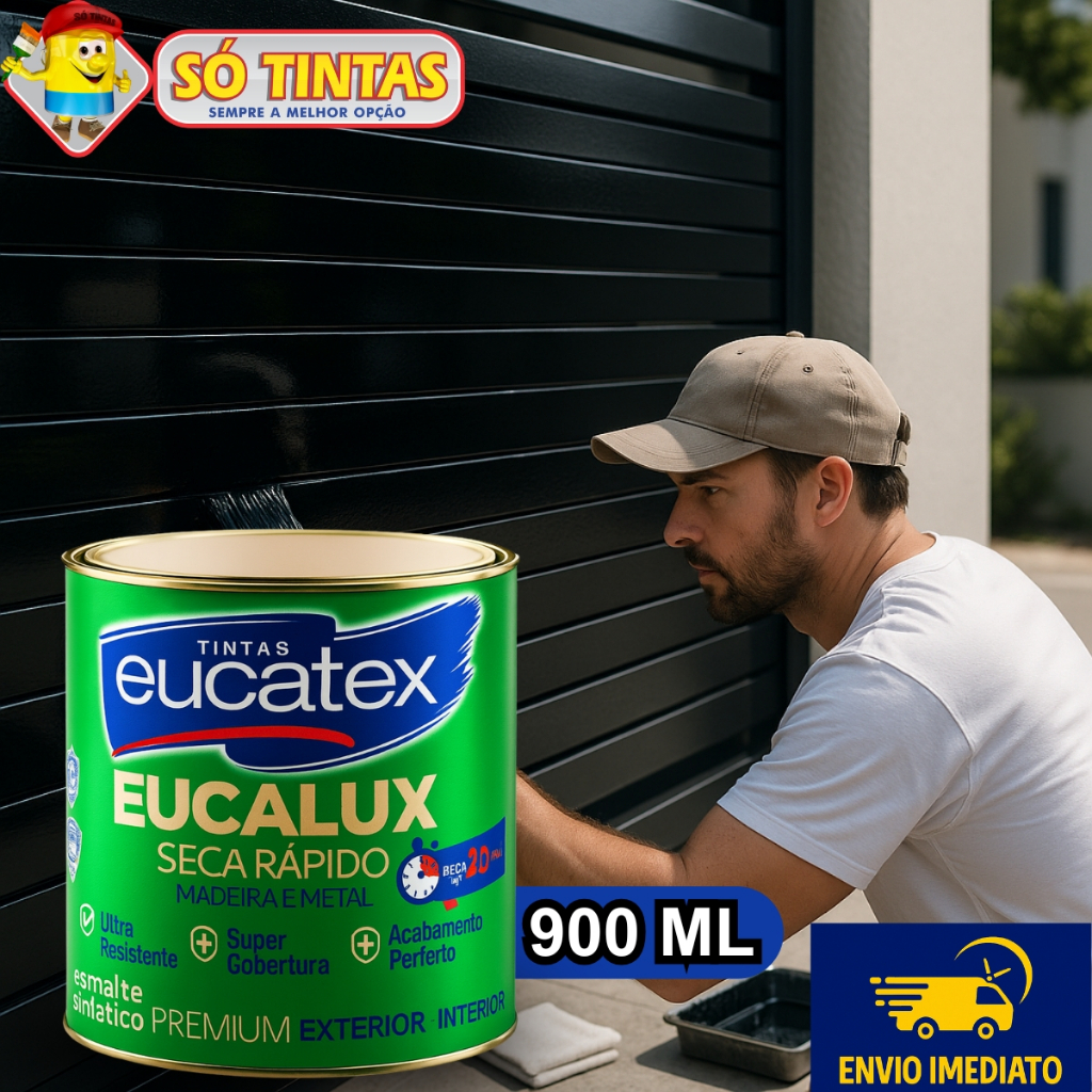 Tinta Esmalte Sintético Eucalux Eucatex 900ml Brilhante, Secagem Rápida Madeira, Metal, Várias Cores em Oferta na Shopee